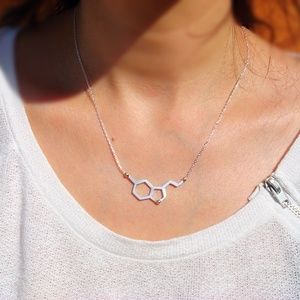 Sterling Silver Serotonin Molecule Charm Necklace